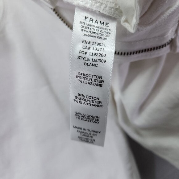 Frame Jeans Womens Size 28 White Denim Le Garcon Tapered Leg Crop 27" - Picture 7 of 14